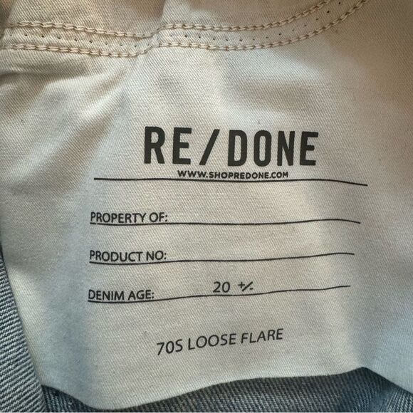 Re/Done 70s Loose Flare Jeans in Color 60s Studded Indigo Denim Women’s Size 24 - Picture 9 of 16